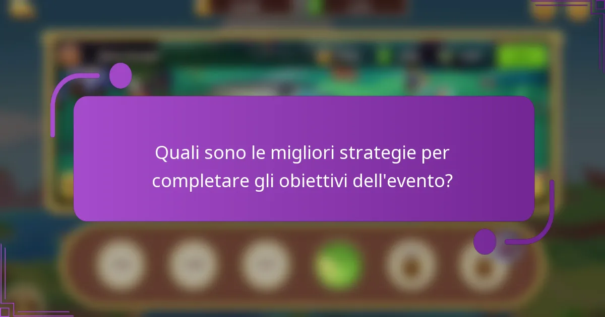 Quali sono le migliori strategie per completare gli obiettivi dell'evento?
